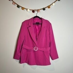 NWT Eloquii pink rhinestone belted blazer jacket